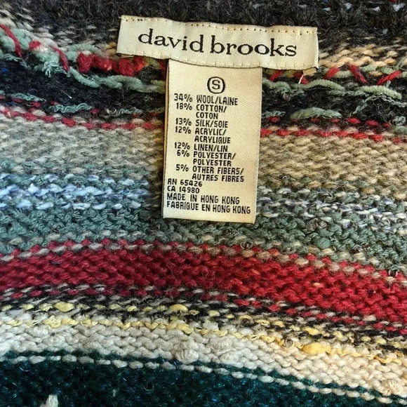 VTG David Brooks Wool Silk Women S Sweater Cardigan Fair Isle Knit Winter Theme - Picture 4 of 8